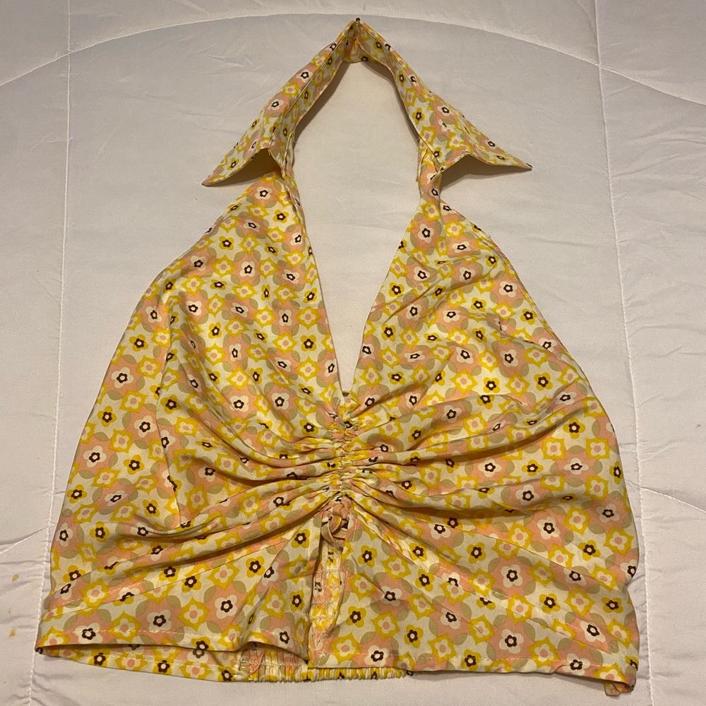 Yellow Floral Halter Top